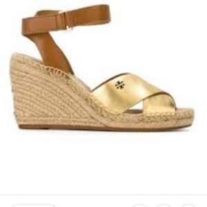 Tory Burch Bima Metallic Wedge Espardrille
